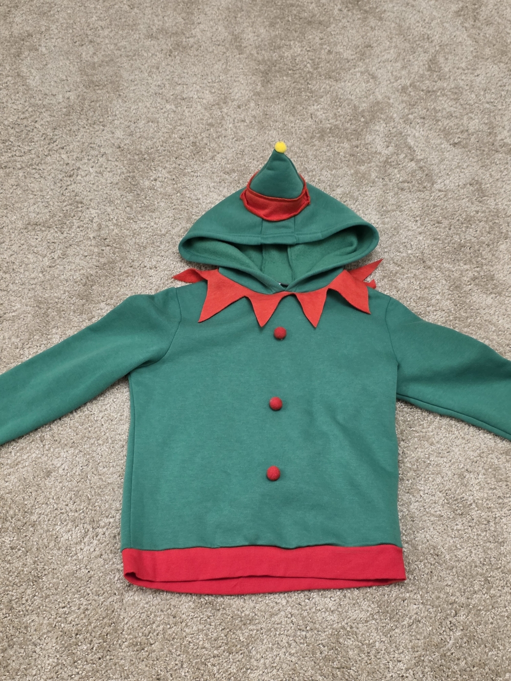 Spirit Kids Elf Costume Hoodie - Green & Red - Sz L - NWOT
